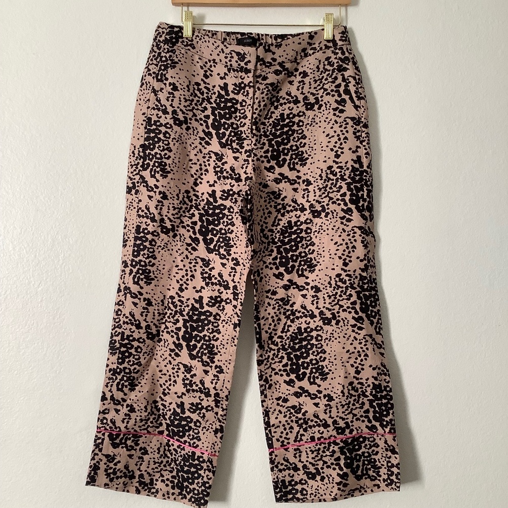 New J.Crew Peyton Leopard Print Ashen Black Pants Size 8
